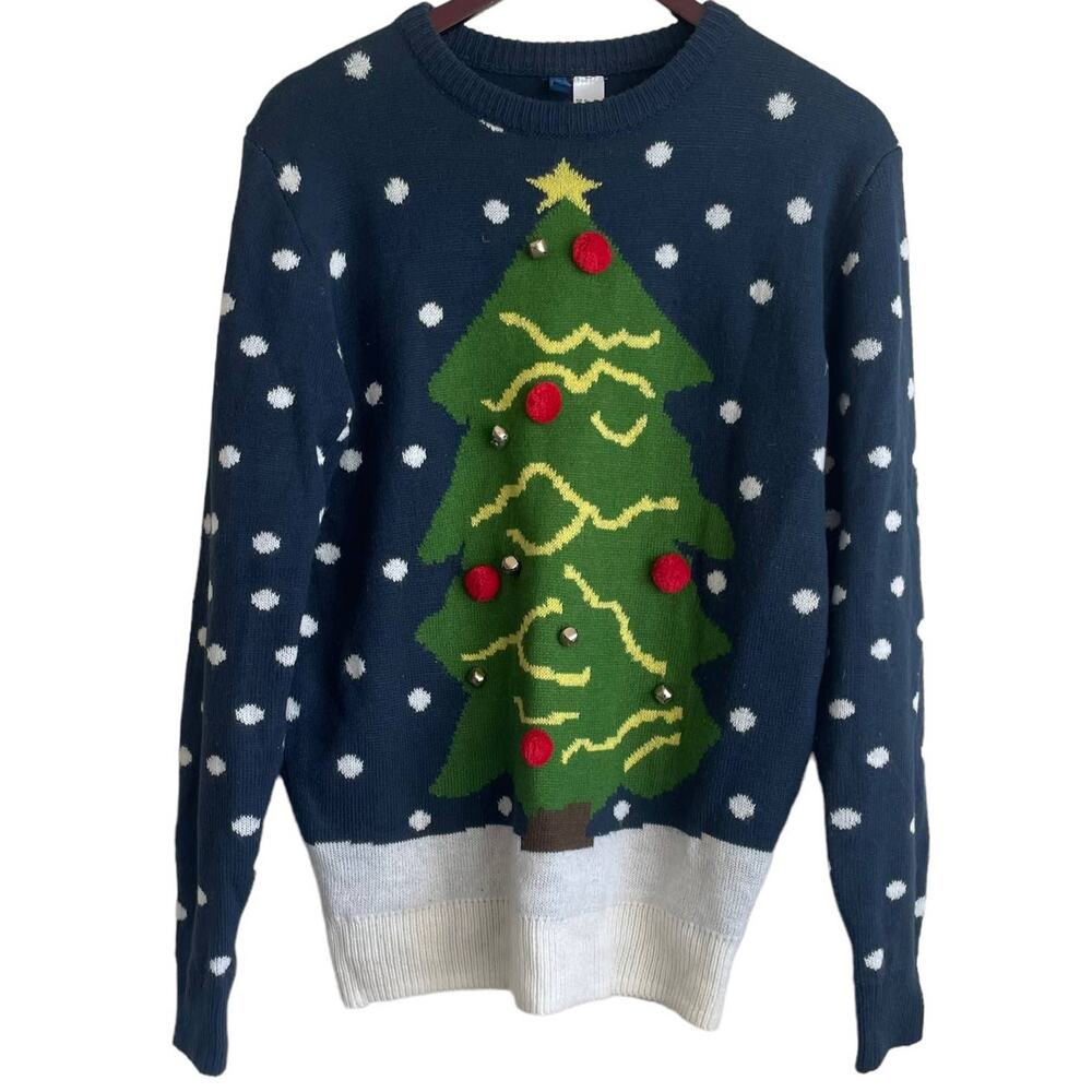 DIVIDED Christmas Women Sweater S Crew‎ Neck Long Sleeve Jingle Bell Novelty